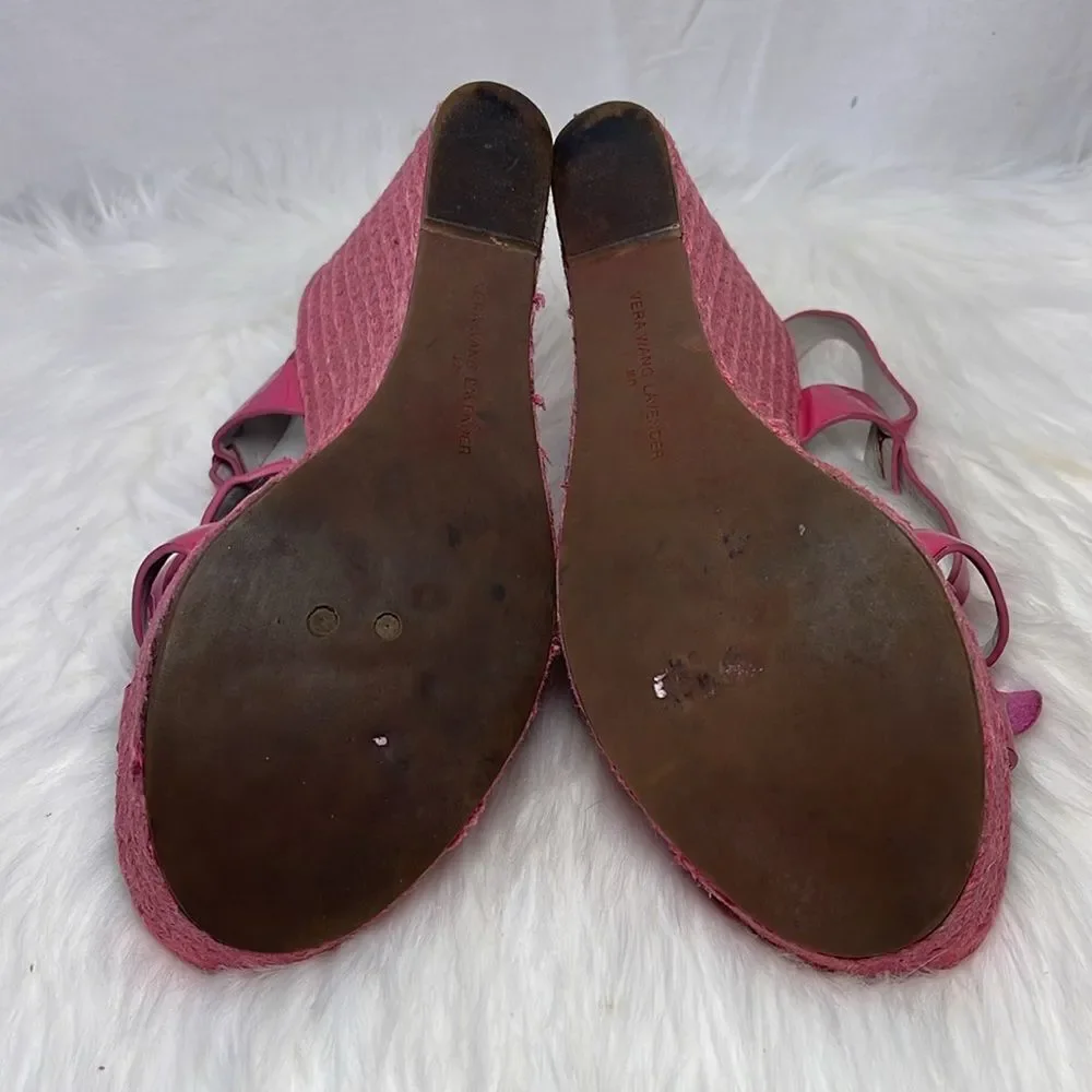 Vera Wang Lavender‎ Penny Pink Patent Espadrille Platform Wedges Sz 10